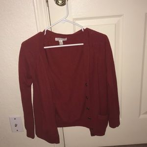 Red cardigan